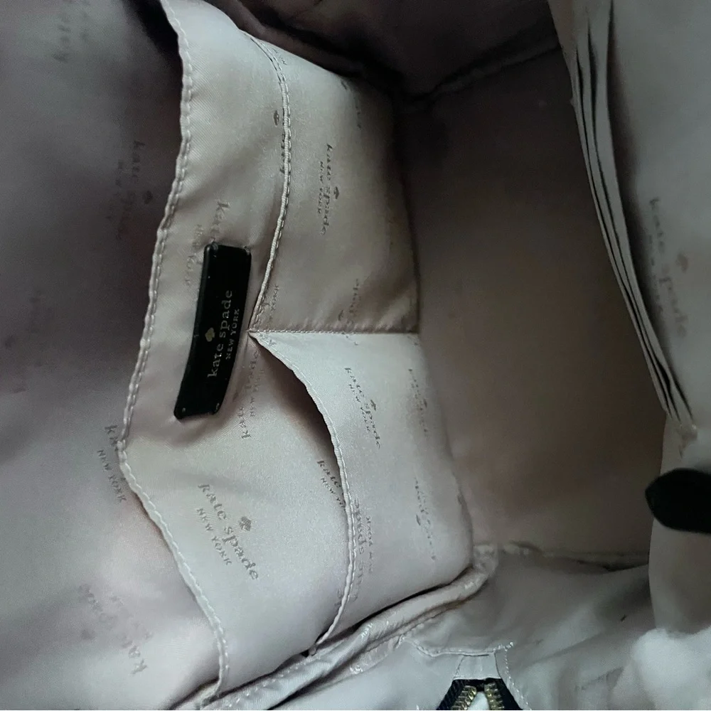 kate spade light beige nylon backpack with black trim - Picture 6 of 7